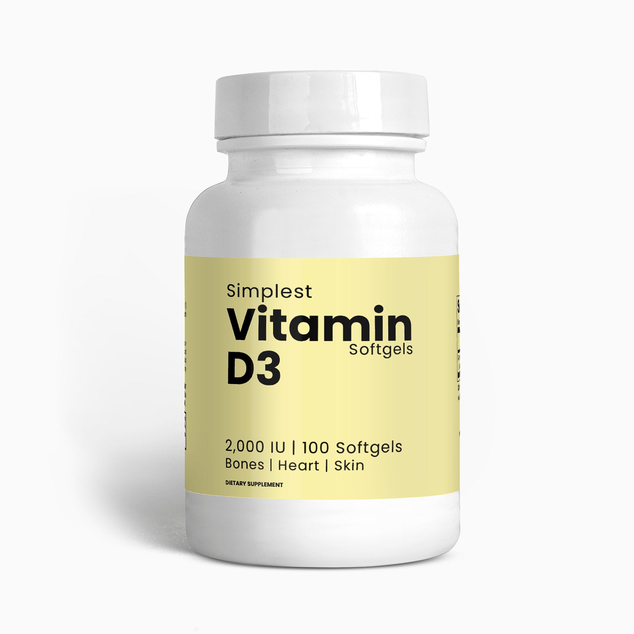 Vitamin D3 2,000 IU - Support Immunity and Bone Health - Without Synthetic Fillers
