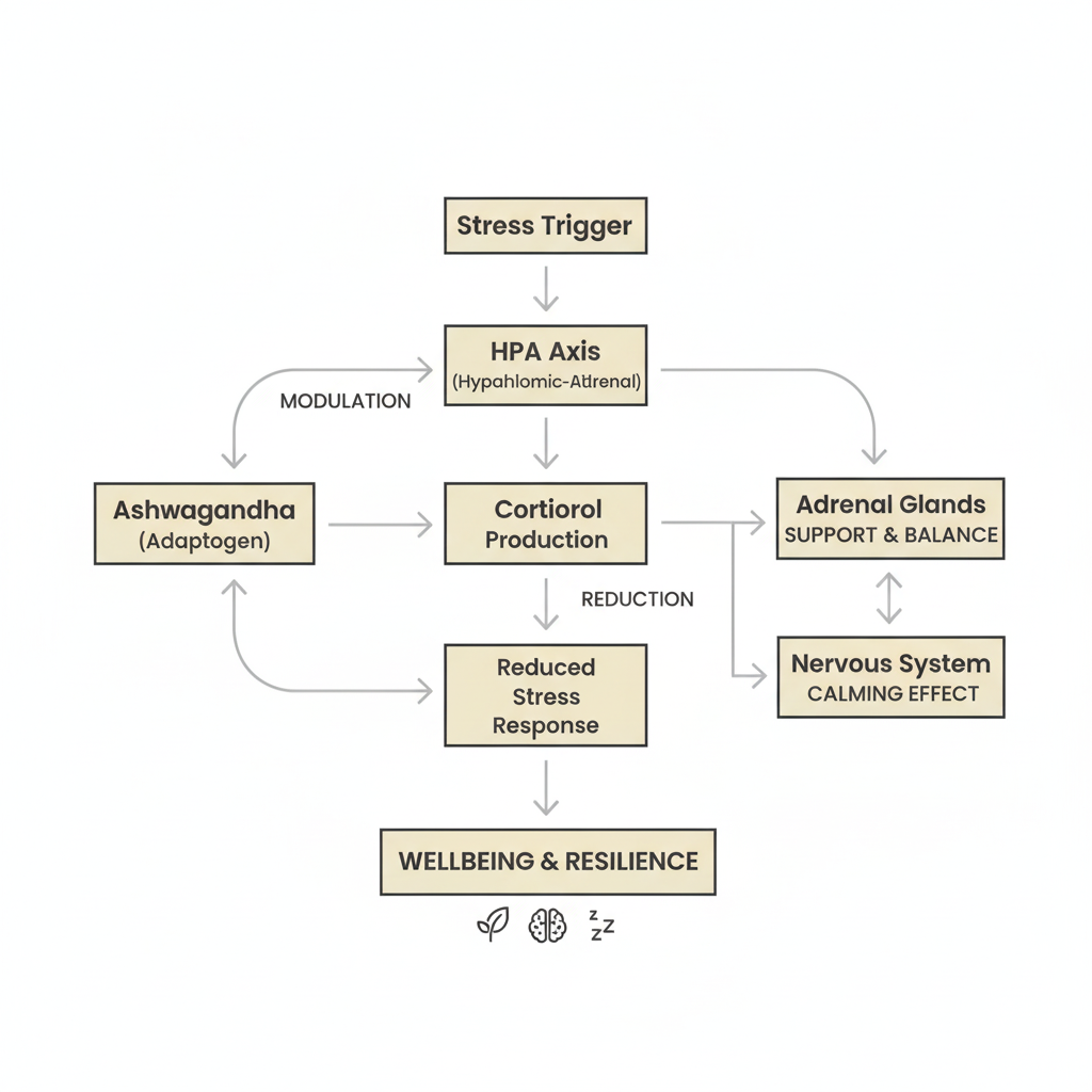 Ashwagandha HPA Axis Mechanism Infographic